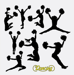 Cheerful Cheerleader Silhouette Vector Image