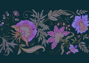 Fantasy flowers in retro vintage jacobean vector