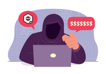hacker man hacking laptop for cyber security vector image