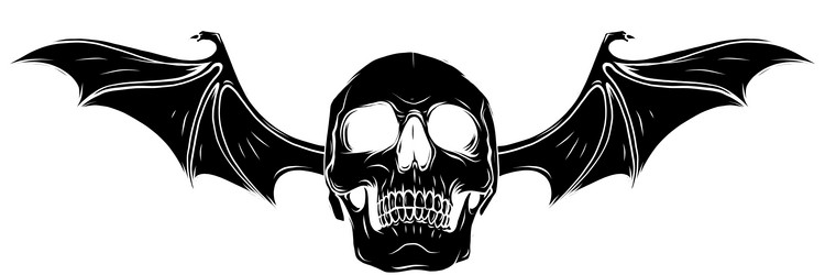 Skull with Wings - Gothic Horror Vector Image