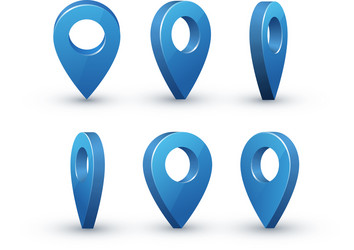 3D Map Pointer Set - Blue Icons vector image