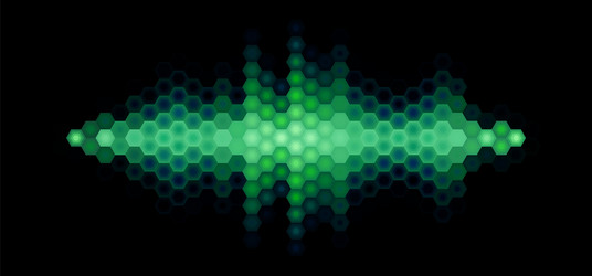 audio or music shiny sound waveform with hexagonal vector image