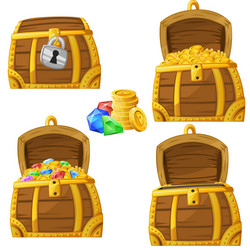Cartoon wooden treasure chests old reward boxes Vector Image