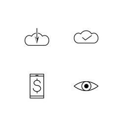 cyber security linear icons set simple outline vector image