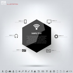 black cloud computing background with web icons vector image