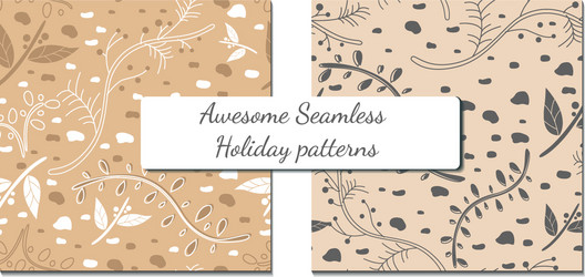 set of two winter patterns with simple elements vector image