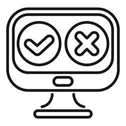 computer screen displaying checkmark and cross vector image