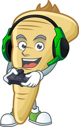mascot icon parsnip with headphone vector image