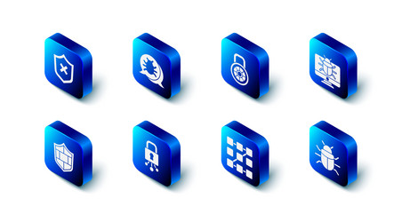 set system bug safe combination lock monitor vector image