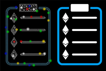 Flare mesh 2d ethereum list pad icon with vector