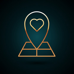 gold line map pointer with heart icon isolated vector image