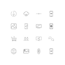 network and database linear thin icons set vector image