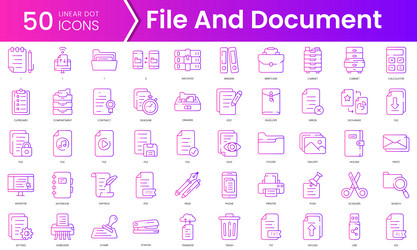 set of file and document icons gradient style vector image