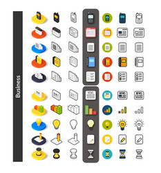 set of icons in different style - isometric flat vector