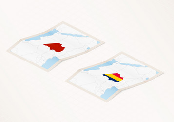 two versions of a folded map chad vector image