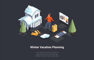 Winter holidays family christmas vacations man vector