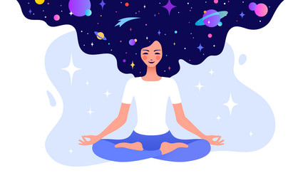 woman in yoga meditation pose vector