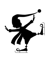 Christmas cute elf silhouette with gift Royalty Free Vector