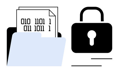 digital file folder with binary data and security vector image