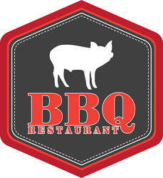 isolated label with text and barbecue elements vector image