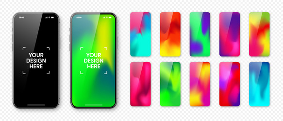 smartphone with blank touch screen and abstract vector image