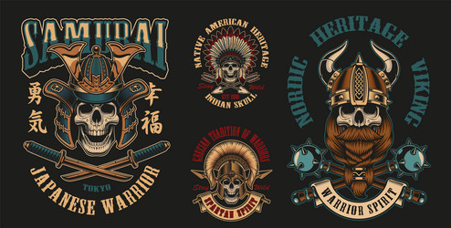 Warriors & Skulls - Bold Graphic Set Vector Image