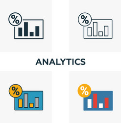 analytics icon set four elements in different vector image