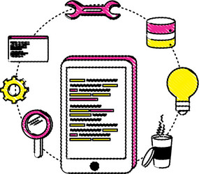 grated smartphone programming code and industry vector