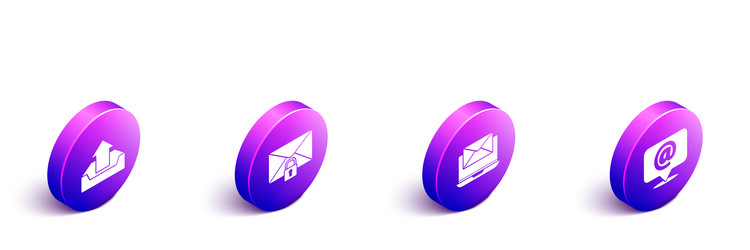 Set isometric upload inbox mail message lock vector