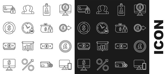 set line computer monitor and mobile phone coin vector image