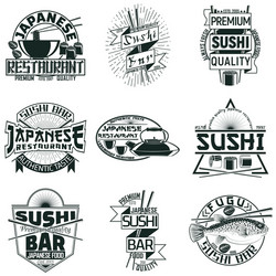 Vintage Sushi Bar Logos Vector Image