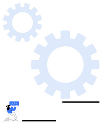 developer writing code with gears representing vector image