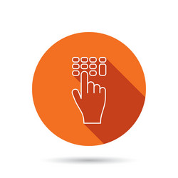 enter pin code icon click hand pointer sign vector