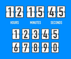 Flip countdown clock counter timer time remaining vector