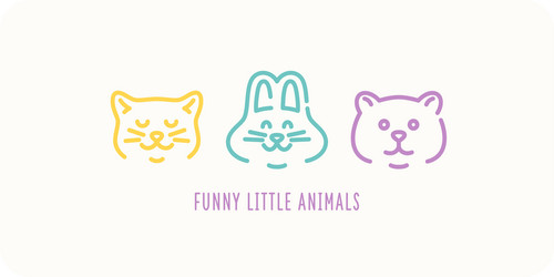 Funny little animals linear vector