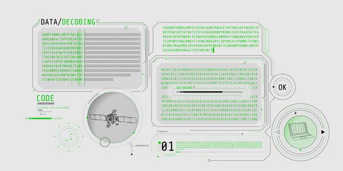 futuristic interface of satellite data decoding vector image
