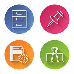 set line drawer with documents push pin document vector image