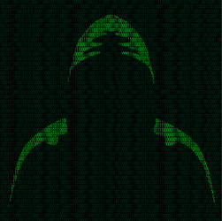 Hacker Silhouette in Binary Code vector image