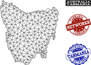 polygonal network mesh map of tasmania vector image
