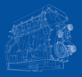 engine sketch rendering of 3d vector image