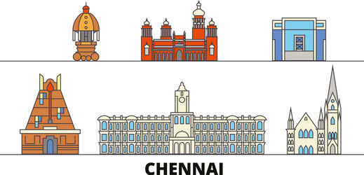 india chennai flat landmarks vector