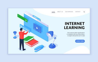 Internet learning resources in design website vector