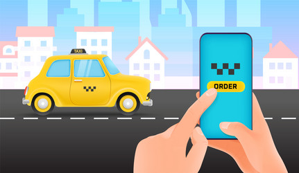 Ordering taxi service concept mobile vector