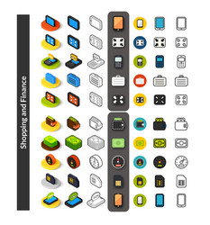 set of icons in different style - isometric flat vector