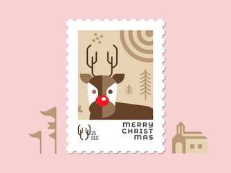 Cute Reindeer Christmas Stamp Vector Image