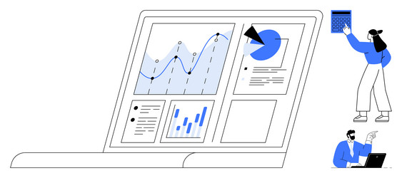digital teamwork analyzing data dashboards vector image