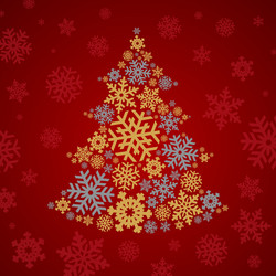 Christmas silver and gold snowflakes tree vector