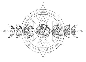 modern magic witchcraft card with moon phases