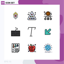 modern set 9 filledline flat colors pictograph vector