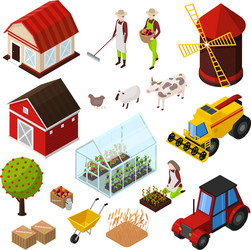 Farm set isometric view Royalty Free Vector Image